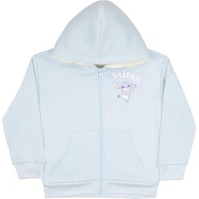 Disney Lilo & Stitch Girls Sherpa Zip-Up Hoodie Graphic Print Design Hooded Sweatshirt for Kids, Teens & Toddlers