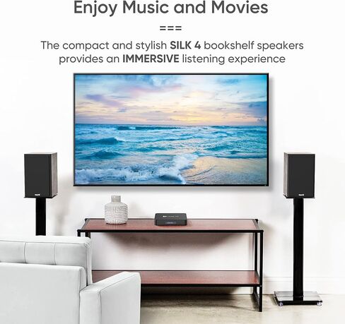 NEUMI Silk 4 Compact 2-Way Bookshelf Speakers, Stereo Pair, Home, Office, Theater Surround Sound, 4 Inch Woofer, 1 Inch Silk Dome Tweeter w/Waveguide, Rear Ported, Light Brown and Black (Renewed) in Saudi Arabia