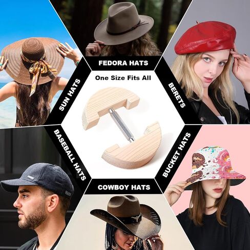 Hat Stretcher for Fitted Hats, Adjustable Hat Stretcher Fitted Hat Size 7 to 8 1/2, Hat Jack Stretcher, Hat Reshaper Fits All Cap - Solid Wood, Heavy Duty of Hat Extender in Kuwait
