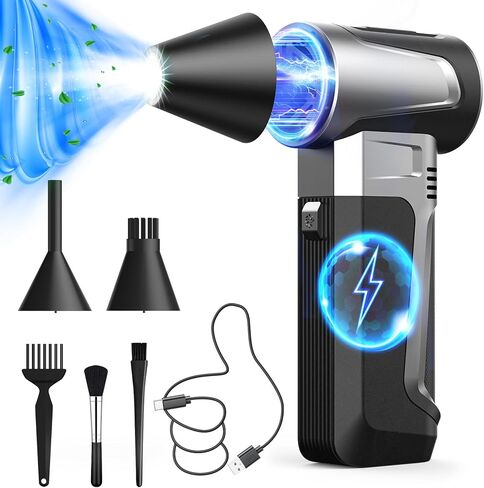 Compressed Air Duster - Electric Air Duster Rechargeable 150000RPM with 3 Gear Adjustable Compressed Air Blower,Mini Blower for Keyboard,PC,Home Cleaning Outdoor,Car Cleaning in Saudi Arabia