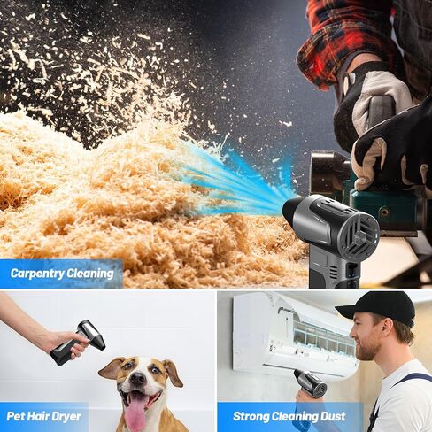 Compressed Air Duster - Electric Air Duster Rechargeable 150000RPM with 3 Gear Adjustable Compressed Air Blower,Mini Blower for Keyboard,PC,Home Cleaning Outdoor,Car Cleaning in Saudi Arabia