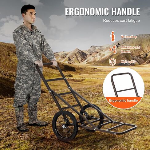 VEVOR Deer Cart, 500 LBS Capacity Folding Game Cart, Deer Cart Game Hauler with 4 Big Wheels & Ergonomic Handle, Heavy-Duty Game Cart Accessories, Utility Gear Dolly for Hunting Fishing Hiking in Kuwait