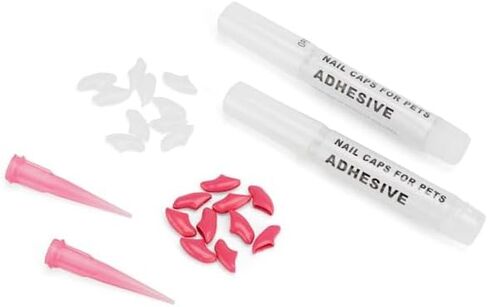 Well & Good Pink & Clear Cat Nail Caps Medium in Saudi Arabia