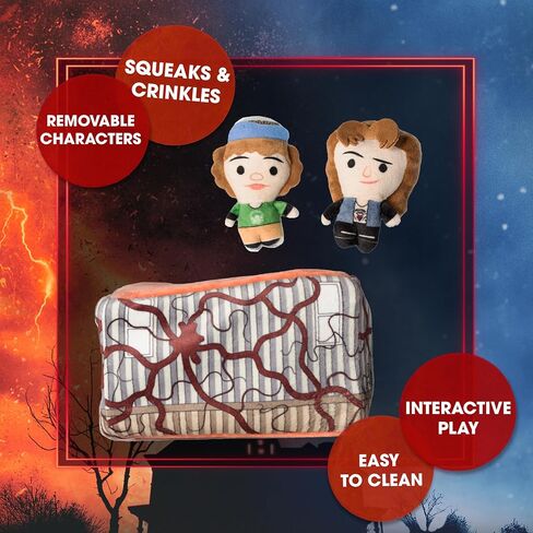البضائع الرسمية لـ Stranger Things | ألعاب التعشيش للكلاب من القطيفة | داستن وإيدي في العرض الترويجي | صرير وإخفاء للعب التفاعلي! in Saudi Arabia