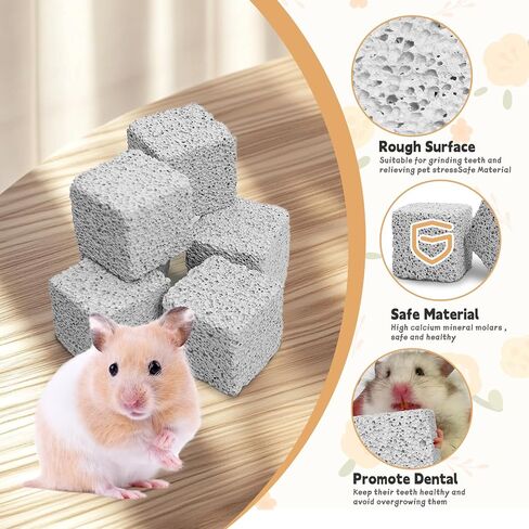 Hamiledyi 24 PCS Chinchilla Chew Toys Lava Blocks Hamster Chew Toys for Teeth Grinding Square Stone Mineral Calcium Stone for Bunny Rabbit Hamster Chinchillas Squirrel and Other Small Animals in Saudi Arabia