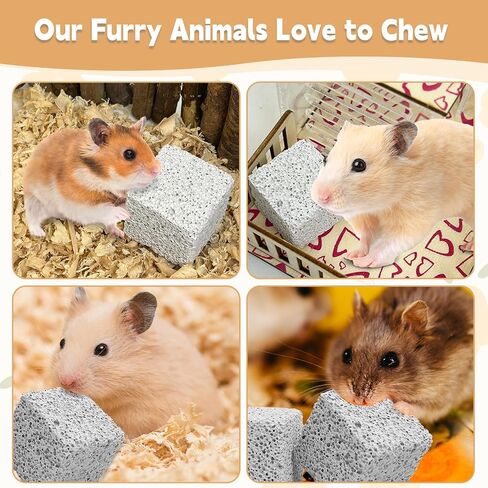 Hamiledyi 24 PCS Chinchilla Chew Toys Lava Blocks Hamster Chew Toys for Teeth Grinding Square Stone Mineral Calcium Stone for Bunny Rabbit Hamster Chinchillas Squirrel and Other Small Animals in Saudi Arabia