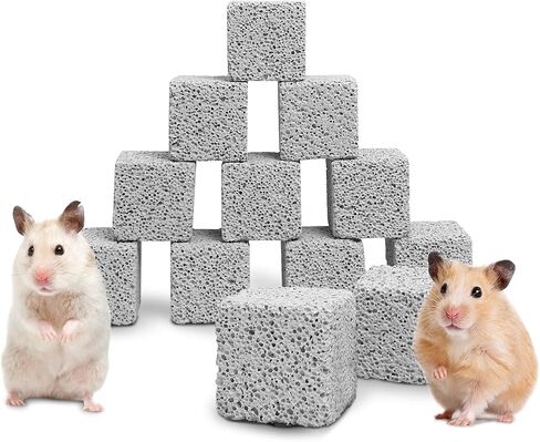 Hamiledyi 24 PCS Chinchilla Chew Toys Lava Blocks Hamster Chew Toys for Teeth Grinding Square Stone Mineral Calcium Stone for Bunny Rabbit Hamster Chinchillas Squirrel and Other Small Animals in Saudi Arabia