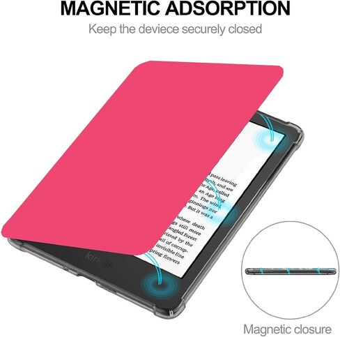 Case for 2024 Release 7" Kindle Paperwhite (12th Gen) & Kindle Colorsoft Signature Edition, Shockproof Frame TPU Clear Back Cover with Auto-Wake/Sleep,Black in Saudi Arabia