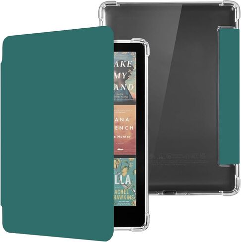 حافظة لجهاز Kindle Paperwhite مقاس 7 بوصة (الجيل الثاني عشر) وإصدار Kindle Colorsoft Signature Edition لعام 2024، غطاء خلفي شفاف من مادة TPU بإطار مقاوم للصدمات مع خاصية التنبيه/السكون التلقائي، أسود in Kuwait
