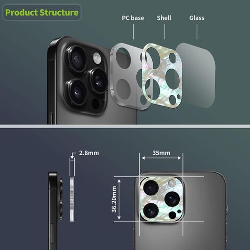 Carveit Camera Lens Protector for iPhone 16 Pro / 16 Pro Max Camera Cover Case Colorful Shell Design [Pearl Abalone,Tempered Glass,Anti-Scratch] Mexican Volcanic [1 Pack] in Saudi Arabia