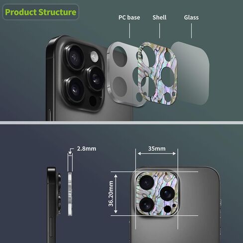 Carveit Camera Lens Protector for iPhone 16 Pro / 16 Pro Max Camera Cover Case Colorful Shell Design [Pearl Abalone,Tempered Glass,Anti-Scratch] Mexican Volcanic [1 Pack] in Saudi Arabia