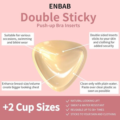 Sticky Push Up Bra Inserts 2 Pairs-Double Sided Sticky Waterproof Bra Pads for Volume-Bathing Suit Bikini Inserts in Saudi Arabia