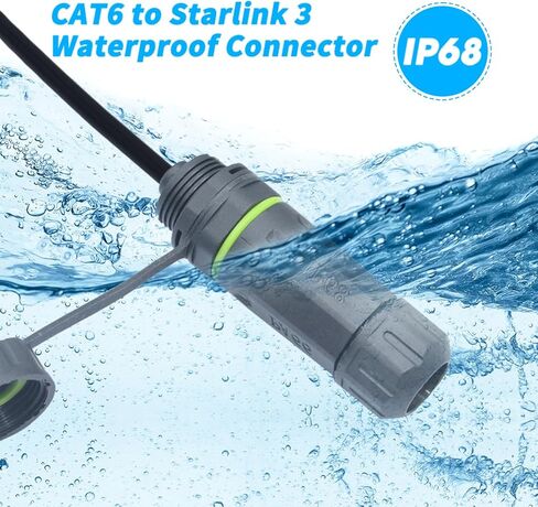 Waterproof Ethernet Adapter for Starlink Gen 3 and Starlink Mini, Starlink Gen 3 Cable Extension Adapter, Starlink Standard to RJ45 Coupler for Starlink V3/ Mini Dish and Router (1 PCS in Kuwait