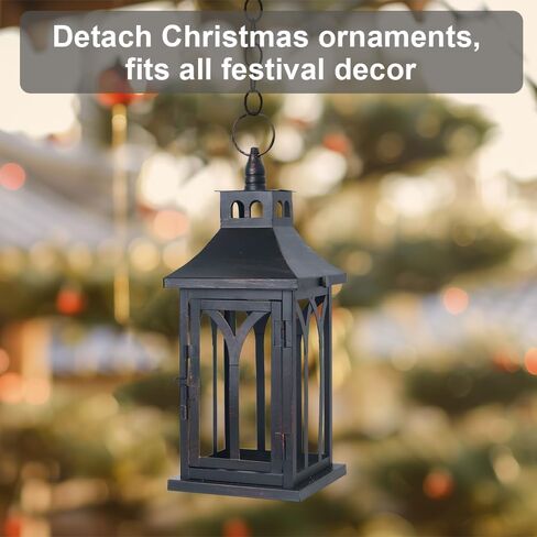 DECORKEY Christmas Decorations For Home, Decorative Christmas Lantern Indoor Outdoor Decor, Metal Hanging Candle Holder with Xmas Teardrop Wreath & LED Candle for Table Centerpieces, Patio, Porch(Red) in Saudi Arabia