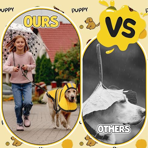 Abbylike Yellow Dog Raincoat for Puppies Small and Medium Dogs, Dog Rain Coats Hooded Slicker Poncho Reflective Waterproof Dog Jacket with Leash Hole, for Corgi, Chihuahua(3XL) in Saudi Arabia