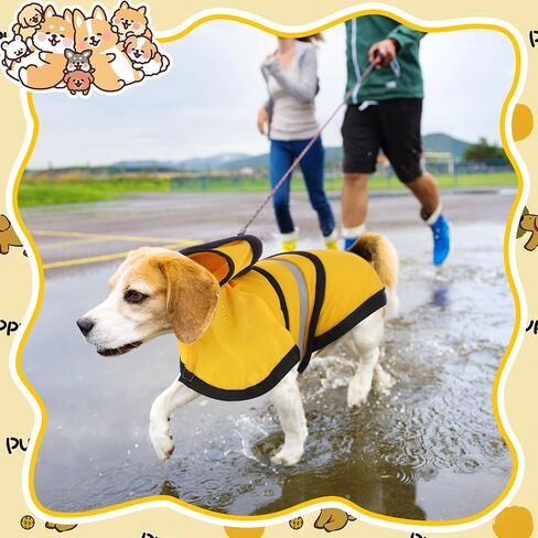 Abbylike Yellow Dog Raincoat for Puppies Small and Medium Dogs, Dog Rain Coats Hooded Slicker Poncho Reflective Waterproof Dog Jacket with Leash Hole, for Corgi, Chihuahua(3XL) in Saudi Arabia