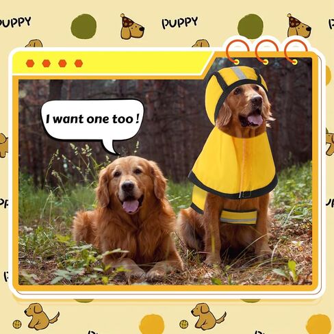 Abbylike Yellow Dog Raincoat for Puppies Small and Medium Dogs, Dog Rain Coats Hooded Slicker Poncho Reflective Waterproof Dog Jacket with Leash Hole, for Corgi, Chihuahua(3XL) in Saudi Arabia