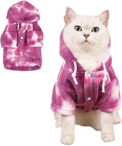 Dog Hoodie, Dog Winter Warm Coat, Tie Dye Sweatshirts Colorful Hoodie for Cats Small Medium Dogs(Color,XXS) in Kuwait