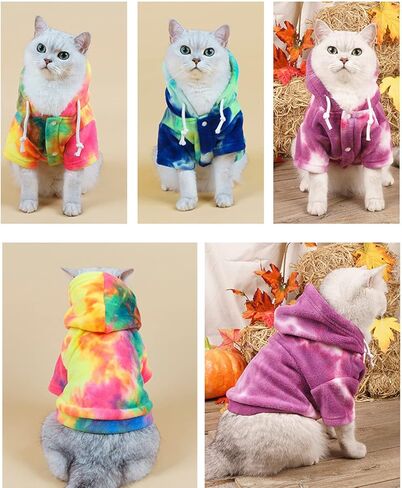 Dog Hoodie, Dog Winter Warm Coat, Tie Dye Sweatshirts Colorful Hoodie for Cats Small Medium Dogs(Color,XXS) in Kuwait