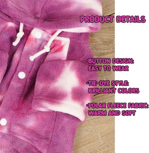 Dog Hoodie, Dog Winter Warm Coat, Tie Dye Sweatshirts Colorful Hoodie for Cats Small Medium Dogs(Color,XXS) in Kuwait