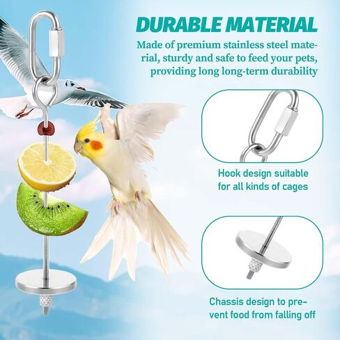 3 Pcs Bird Food Holder Bird Feeder Toy Stainless Steel Small Animal Fruit Vegetable Stick Skewer Foraging Hanging Food Feeding Treating Tool for Parrots Cockatoo Cockatiel Cage in Saudi Arabia