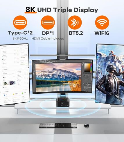 Mini PC 13th Gen Intel Core i7-13620H (Up to 4.9GHz) Win 11 Pro,32G DDR5 RAM,1TB SSD Desktop Mini Computer Support 8K Triple Display/USB3.2/WiFi6/BT5.2/LAN2.5G for Office/Home/Study in Saudi Arabia