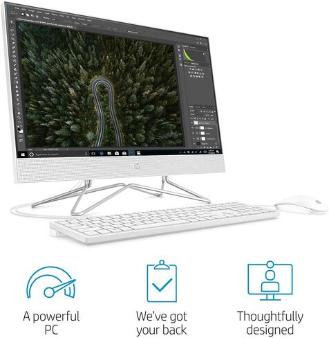 HP 23.8-inch All-in-One Desktop PC - with 2021 Office Lifetime | FHD Display | Intel Dual-Core i3-1115G4 Processor | 720P Webcam | with Wired Keyboard & Mouse | Windows 11 Pro (32 GB RAM | 1TB SSD) in Saudi Arabia
