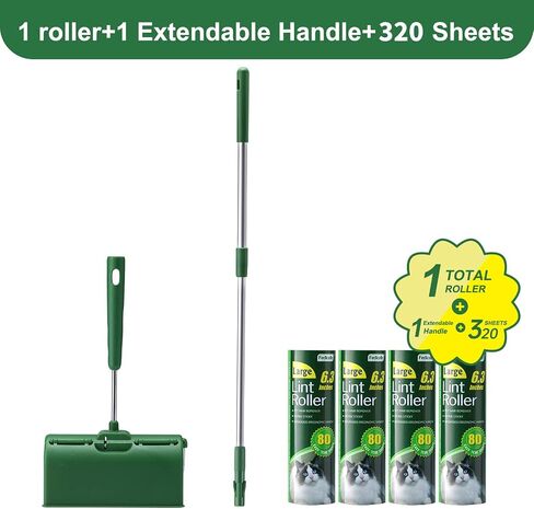 Fedicelly Large Lint Rollers Pet Hair Extra Sticky Furniture,Cat Dog Hair Remover Laundry Clothes Carpet,6.3 inches Wider with 320 Sheets Giant Lint Remover Brush for Couch in Saudi Arabia