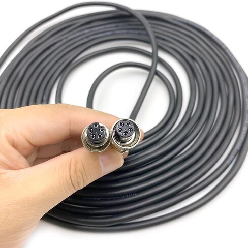 19.69 ft GX12 5 Pin Double Female Head Aviation Cordset, GX12 5Pins Female to Female Connector Electrical Cable Panel Mount Circular Metal Aviation Adapter Cordset for Ships 22AWG (6meter) in Kuwait
