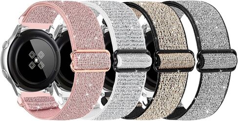 Quick Release Band Shiny Elastic Nylon Band Compatible with Samsung Galaxy Watch 5 Pro 45mm/Galaxy Watch 5 /Galaxy Active 40mm / Galaxy Watch 3 41mm / Galaxy Watch 42mm / Galaxy Watch 4 44mm 40mm / Galaxy Watch 4 Classic 46 mm 42 mm, 20mm Nylon Band Women in Saudi Arabia