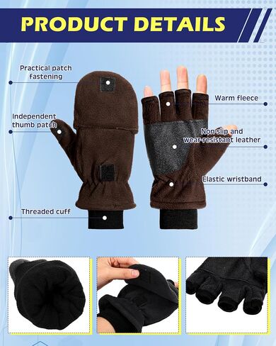 4 Pairs Winter Fleece Leather Fingerless Gloves Flip Top Convertible Mittens Fingerless Warm Fishing Gloves Nonslip in Saudi Arabia
