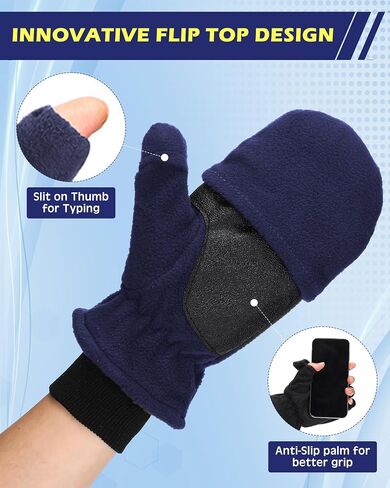 4 Pairs Winter Fleece Leather Fingerless Gloves Flip Top Convertible Mittens Fingerless Warm Fishing Gloves Nonslip in Saudi Arabia