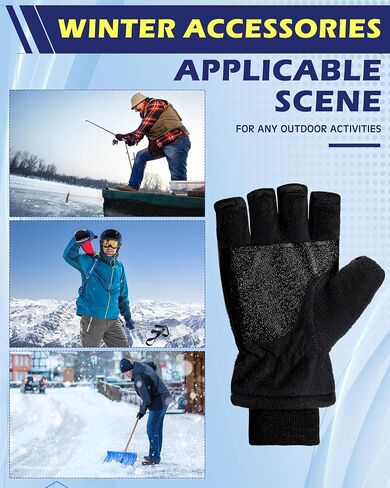 4 Pairs Winter Fleece Leather Fingerless Gloves Flip Top Convertible Mittens Fingerless Warm Fishing Gloves Nonslip in Saudi Arabia