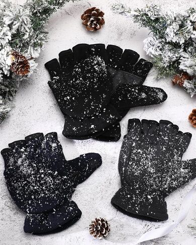 4 Pairs Winter Fleece Leather Fingerless Gloves Flip Top Convertible Mittens Fingerless Warm Fishing Gloves Nonslip in Saudi Arabia