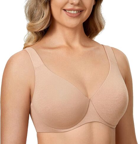 DELIMIRA Women's Plus Size Bras Minimizer Underwire Full Coverage Unlined Seamless Cup Black 40DD in Saudi Arabia