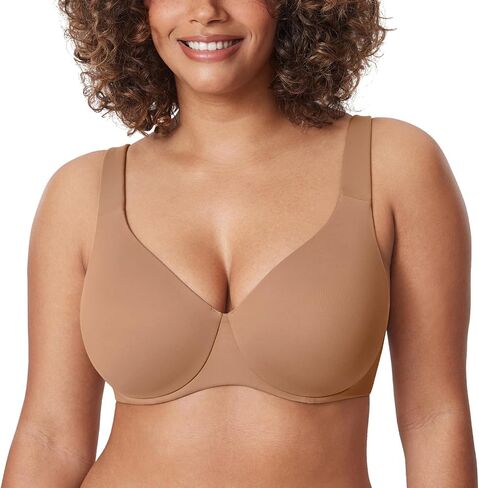 DELIMIRA Women's Plus Size Bras Minimizer Underwire Full Coverage Unlined Seamless Cup Black 40DD in Saudi Arabia