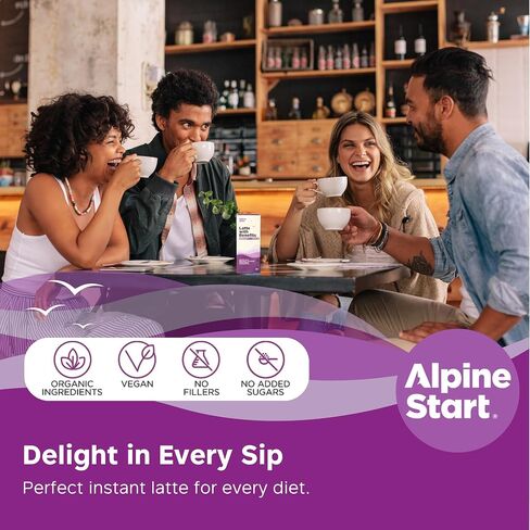 Alpine Start Latte with Benefits - Organic Instant Coffee Latte with Immunity+Focus - Non-Dairy, Vegan, Paleo, Non-GMO, (0.56oz Pack of 5) in Saudi Arabia