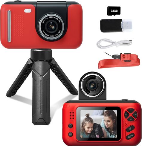 Kids Camera,Kids Camera for Girls,Kids Digital Camera Kids Video Camera for vlogging with 32GB SD Card,Toddler Toys Christmas Birthday Gifts for Girls Age 3-9 in Saudi Arabia