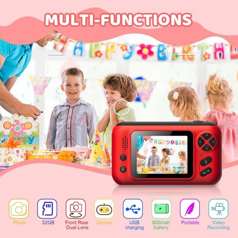 Kids Camera,Kids Camera for Girls,Kids Digital Camera Kids Video Camera for vlogging with 32GB SD Card,Toddler Toys Christmas Birthday Gifts for Girls Age 3-9 in Saudi Arabia