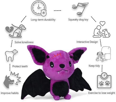 Blnboimrun Dog Toys Puppy Toys Interactive Dog Toys for Small Medium Large Dogs, Squeaky Dog Chew Toys to Keep Them Busy, Plush Dog Toy with Crinkle Paper Stuffed Bat in Saudi Arabia