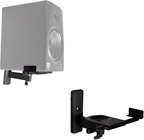 Pair Rockville RHSB8 Wall Mount Swivel Speaker Brackets For Home Theater Bookshelf or Studio Monitors, Black in Saudi Arabia