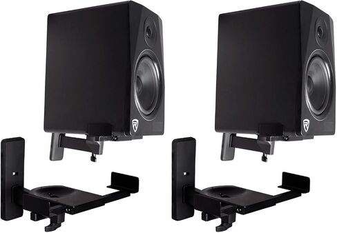 Pair Rockville RHSB8 Wall Mount Swivel Speaker Brackets For Home Theater Bookshelf or Studio Monitors, Black in Saudi Arabia