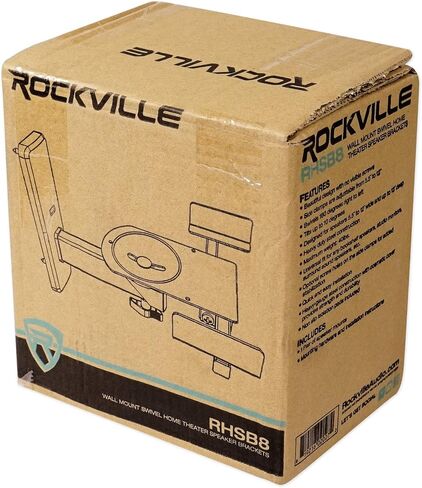 Pair Rockville RHSB8 Wall Mount Swivel Speaker Brackets For Home Theater Bookshelf or Studio Monitors, Black in Kuwait