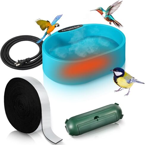 3 Pack Heated Bird Baths Outdoor Heated Dog Water Bowls with Chew Resistant Cord and 32.8ft Pipe Insulation Wrap Extension Cord Cover Pet Bowls for Dogs Cats Birds Drink Water in Winter in Kuwait