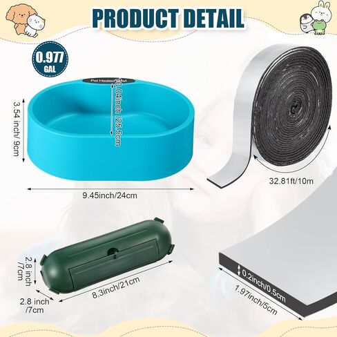 3 Pack Heated Bird Baths Outdoor Heated Dog Water Bowls with Chew Resistant Cord and 32.8ft Pipe Insulation Wrap Extension Cord Cover Pet Bowls for Dogs Cats Birds Drink Water in Winter in Kuwait