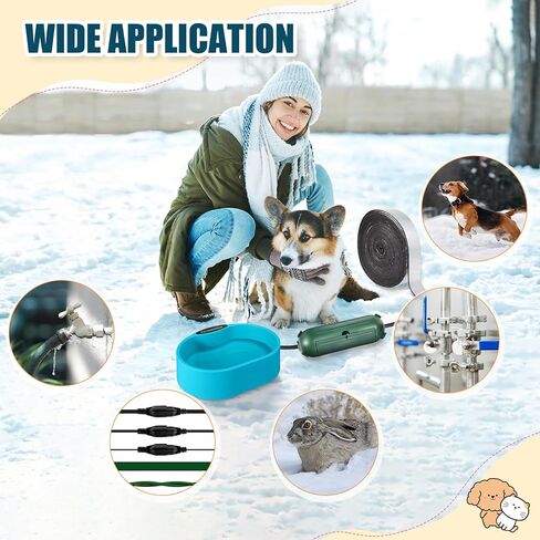 3 Pack Heated Bird Baths Outdoor Heated Dog Water Bowls with Chew Resistant Cord and 32.8ft Pipe Insulation Wrap Extension Cord Cover Pet Bowls for Dogs Cats Birds Drink Water in Winter in Kuwait