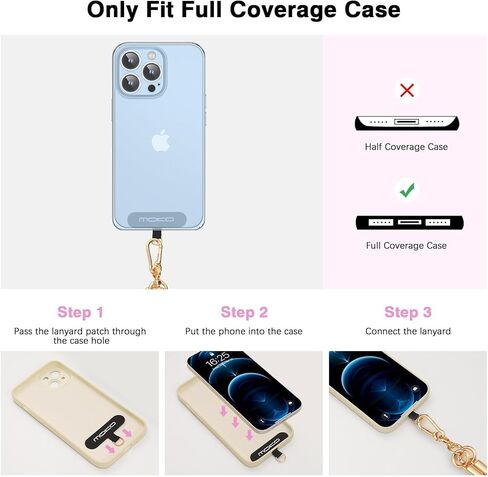 MoKo Crossbody Phone Lanyard, Adjustable Cell Phone Lanyard, Premium 8mm Thick Rope Mobile Phone Lanyard for iPhone, Samsung,and More | Phone Neck Strap×1, Wrist Strapx1, Lanyard Patch×2, Rose Red in Saudi Arabia