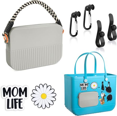 Oudizz Silicone Phone Holder for Bogg Bag Accessories, Insert Wallet Charm Bogg Bag, Beach Accessories Compatible with iPhone & Android Phone, with 2Pcs Carabiners & 2Pcs Key Hooks & 2Pcs Charms in Saudi Arabia