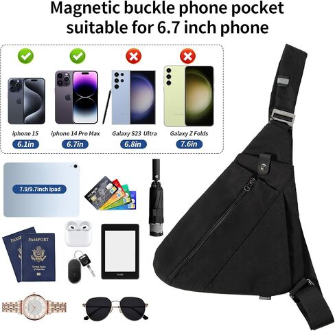 Sling Bag for Women Men,RFID Crossbody Hiking Backpack Chest Shoulder Tactical Bag with Water Bottle Bag for Travel Sports in Saudi Arabia