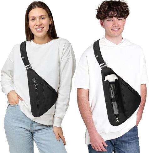 Sling Bag for Women Men,RFID Crossbody Hiking Backpack Chest Shoulder Tactical Bag with Water Bottle Bag for Travel Sports in Saudi Arabia